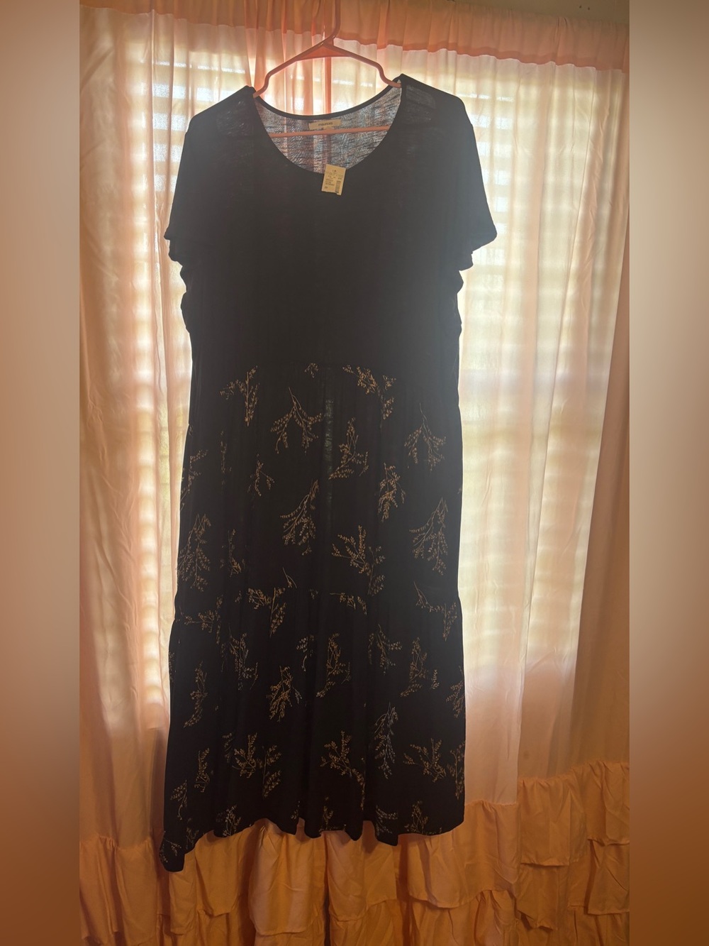 Maurices Black Maxi Dress with Gold Floral Print